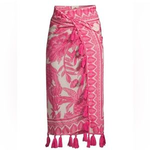 Farm Rio tropical woodcut tassels pareo